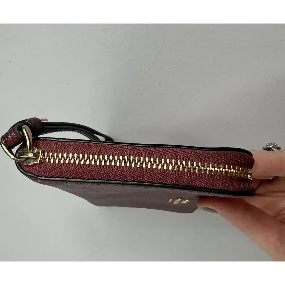Coach Crossgrain Leather Corner Zip Metallic Wallet
